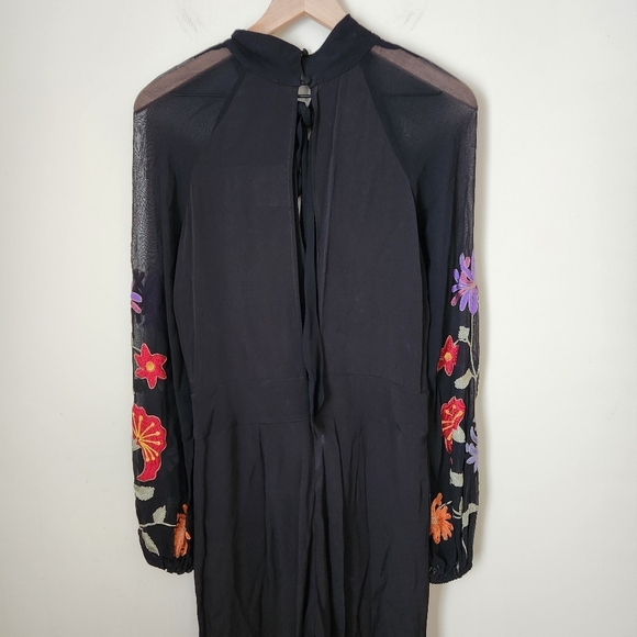 NWT Free People | Smoke Rings Floral Embroidered Sleeve Jumpsuit - Size 8 - Picture 9 of 14